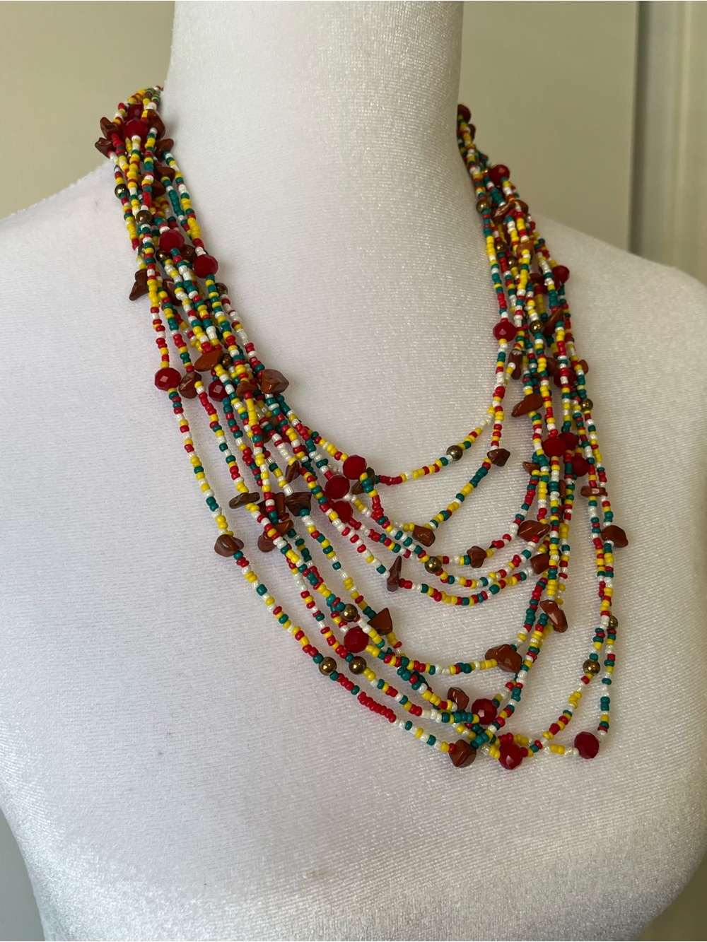 CATO Seed Bead Multi Later Layer Fun fashion necklace Colorful 24”